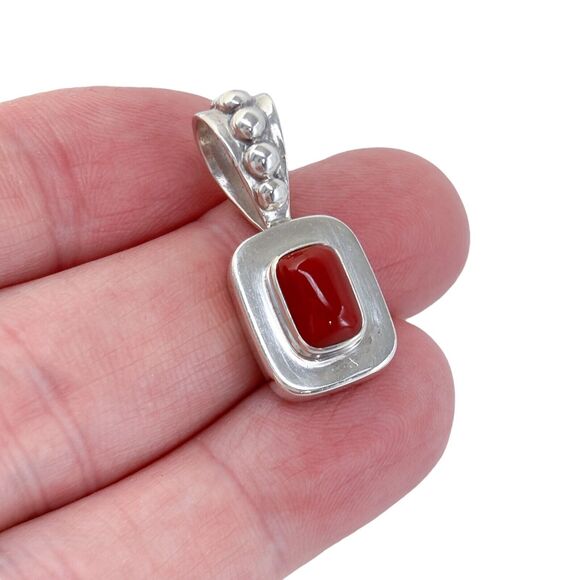 Vintage Sterling Silver 925 Hobnob Red Coral Pendant - Picture 1 of 7